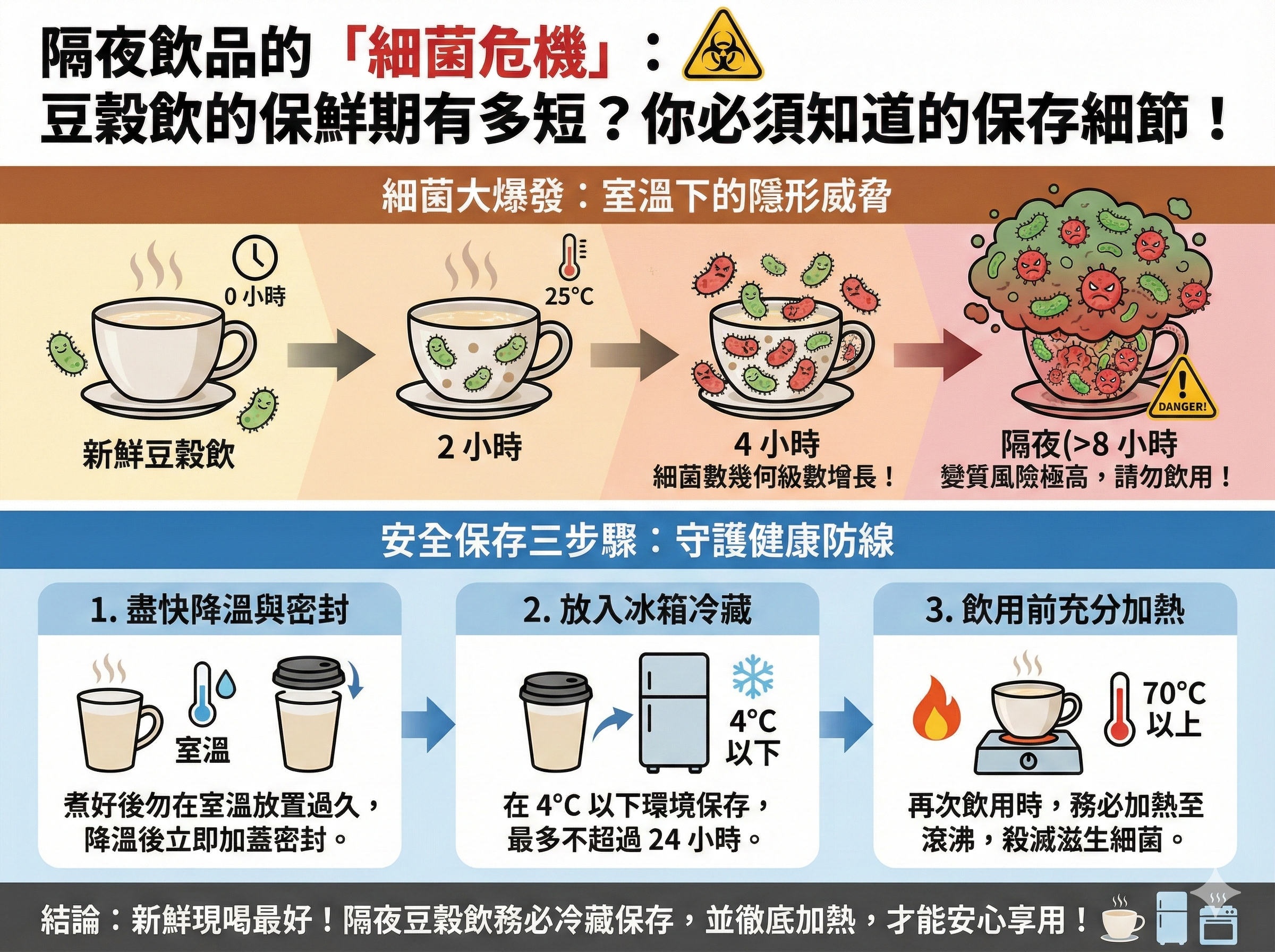Q048 隔夜飲品的「細菌危機」： 豆穀飲的保鮮期有多短？你必須知道的保存細節！