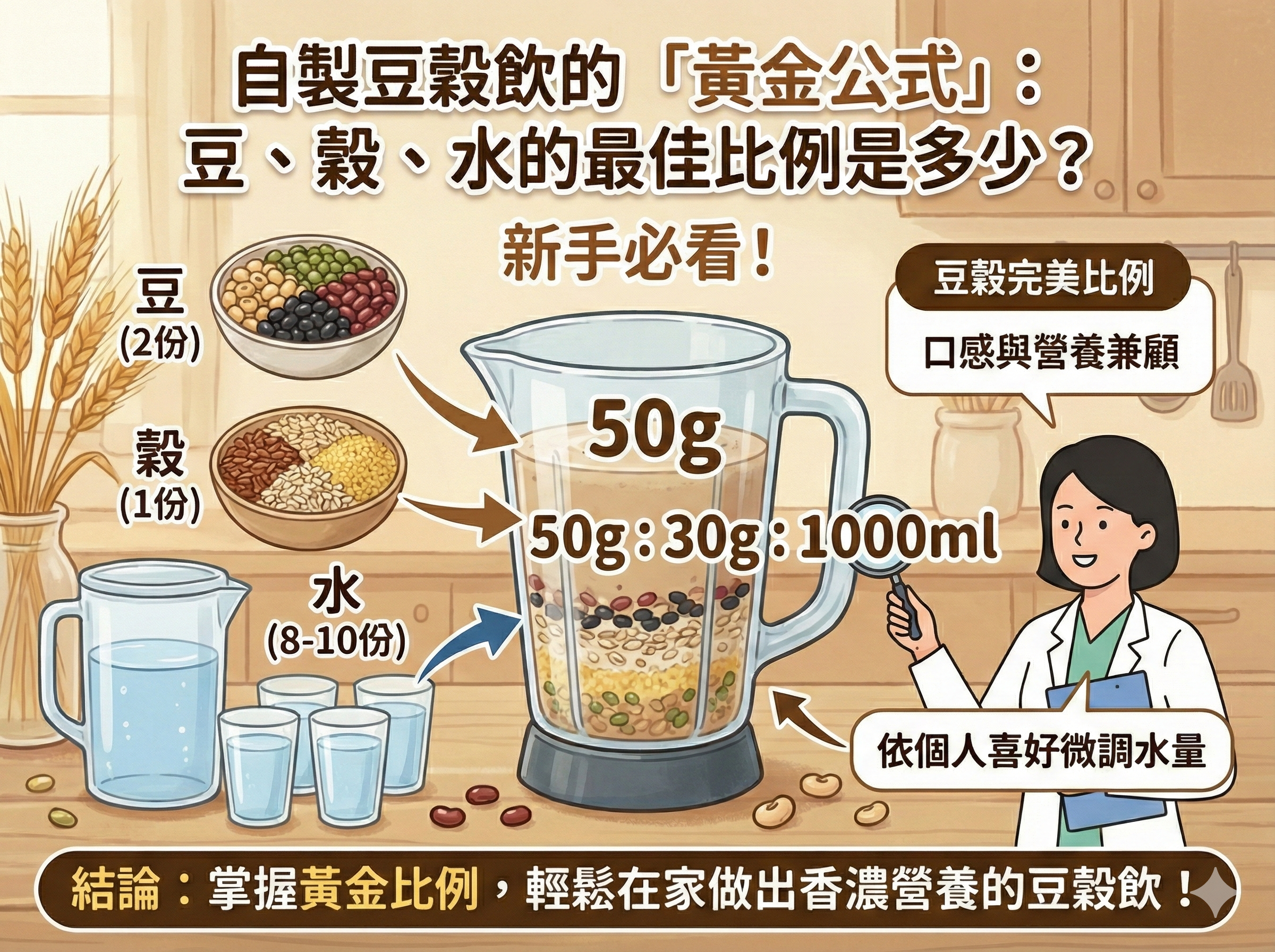 Q061 自製豆穀飲的「黃金公式」： 豆、穀、水的最佳比例是多少？新手必看！