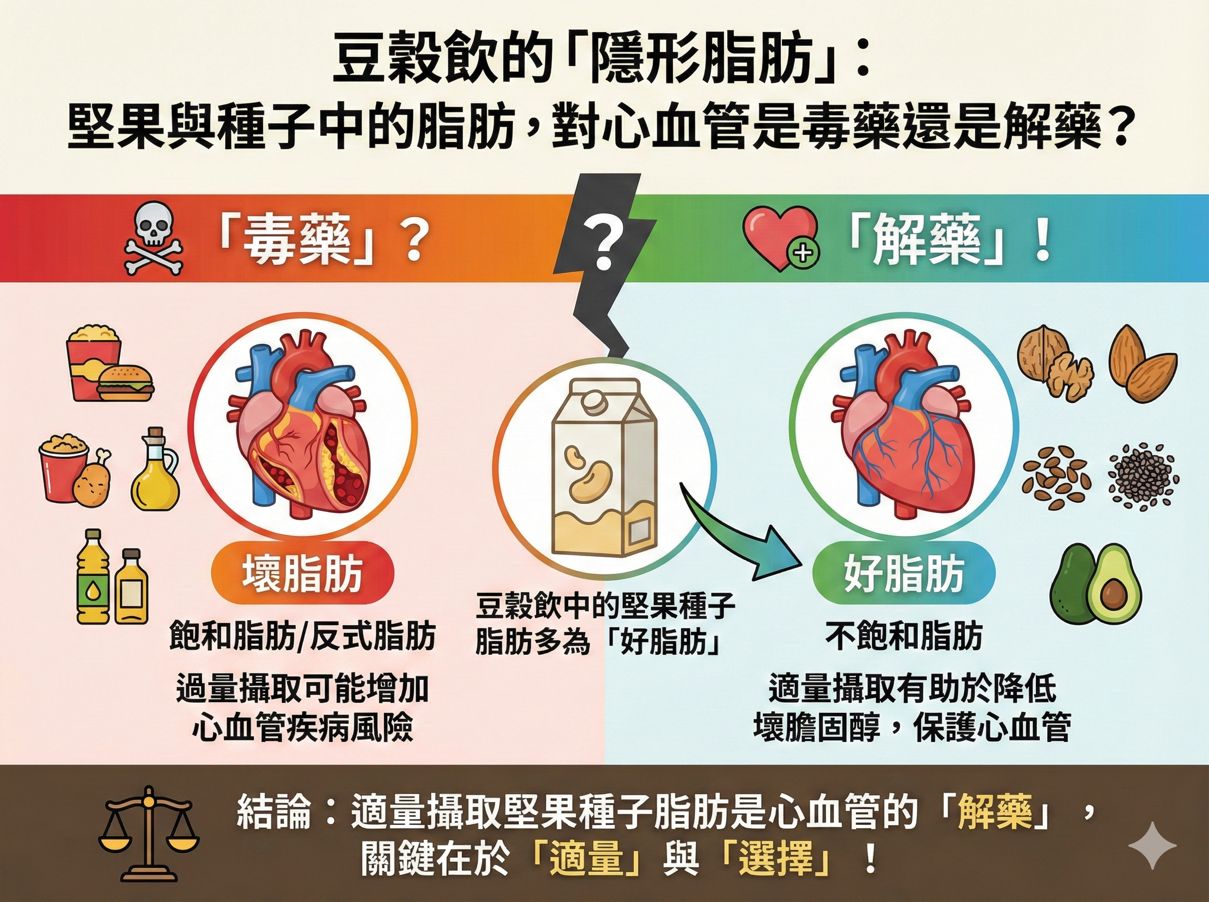 Q010豆穀飲的「隱形脂肪」： 堅果與 種子中的脂肪，對心血管是毒藥 還是解藥？