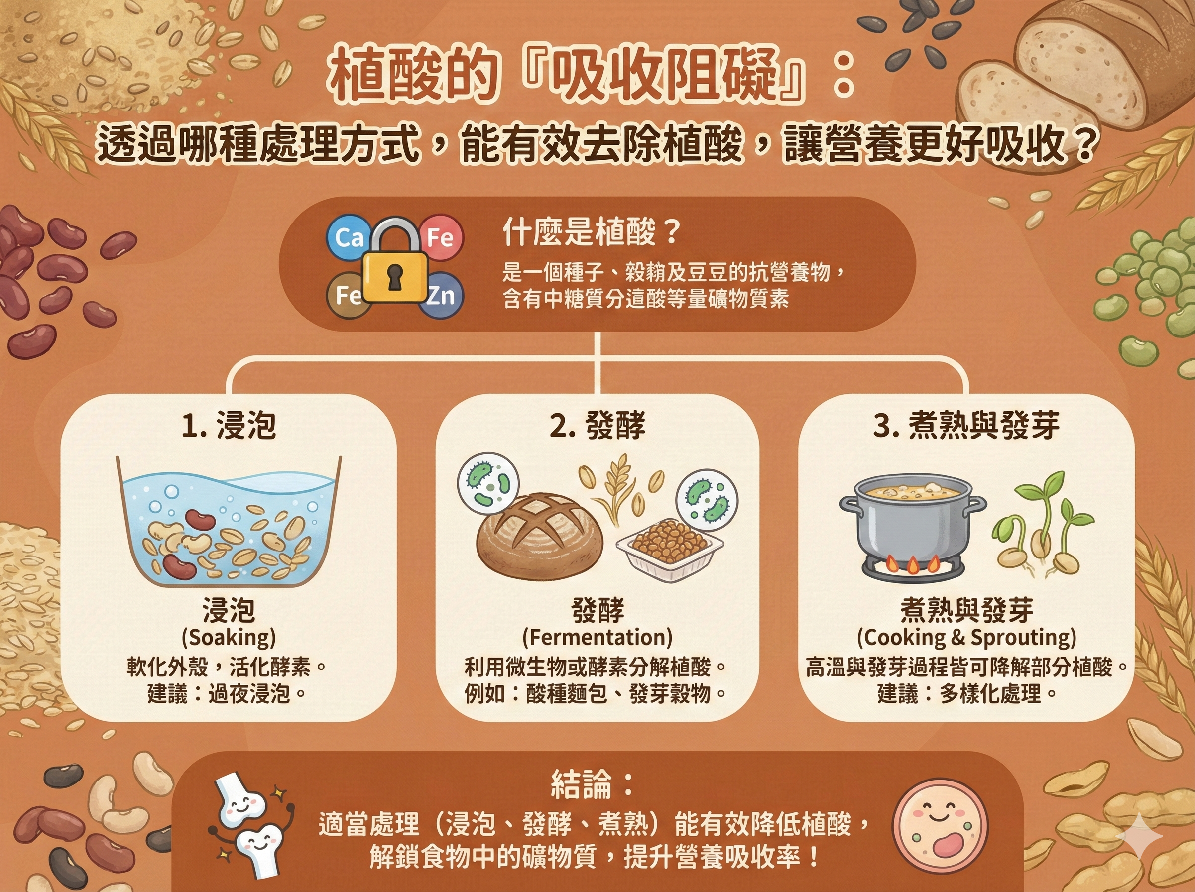 Q051 植酸的「吸收阻礙」： 透過哪種處理方式，能有效去除植酸，讓營養更好吸收？