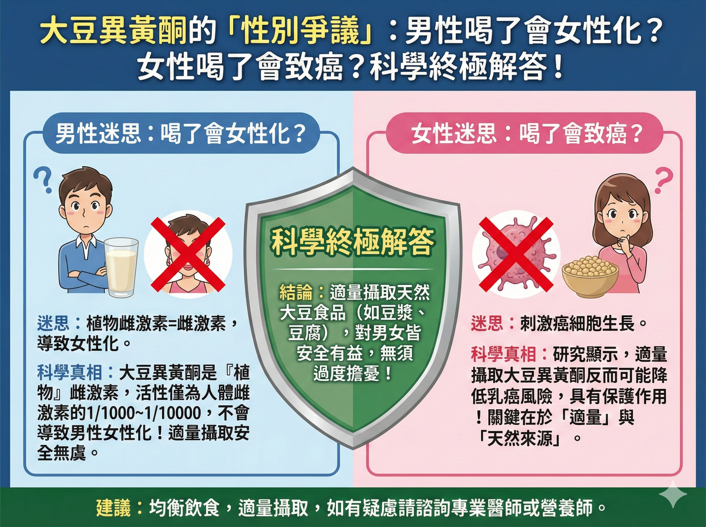 Q012大豆異黃酮的「性別爭議」： 男 性喝了會女性化？女性喝了會致 癌？科學終極解答！
