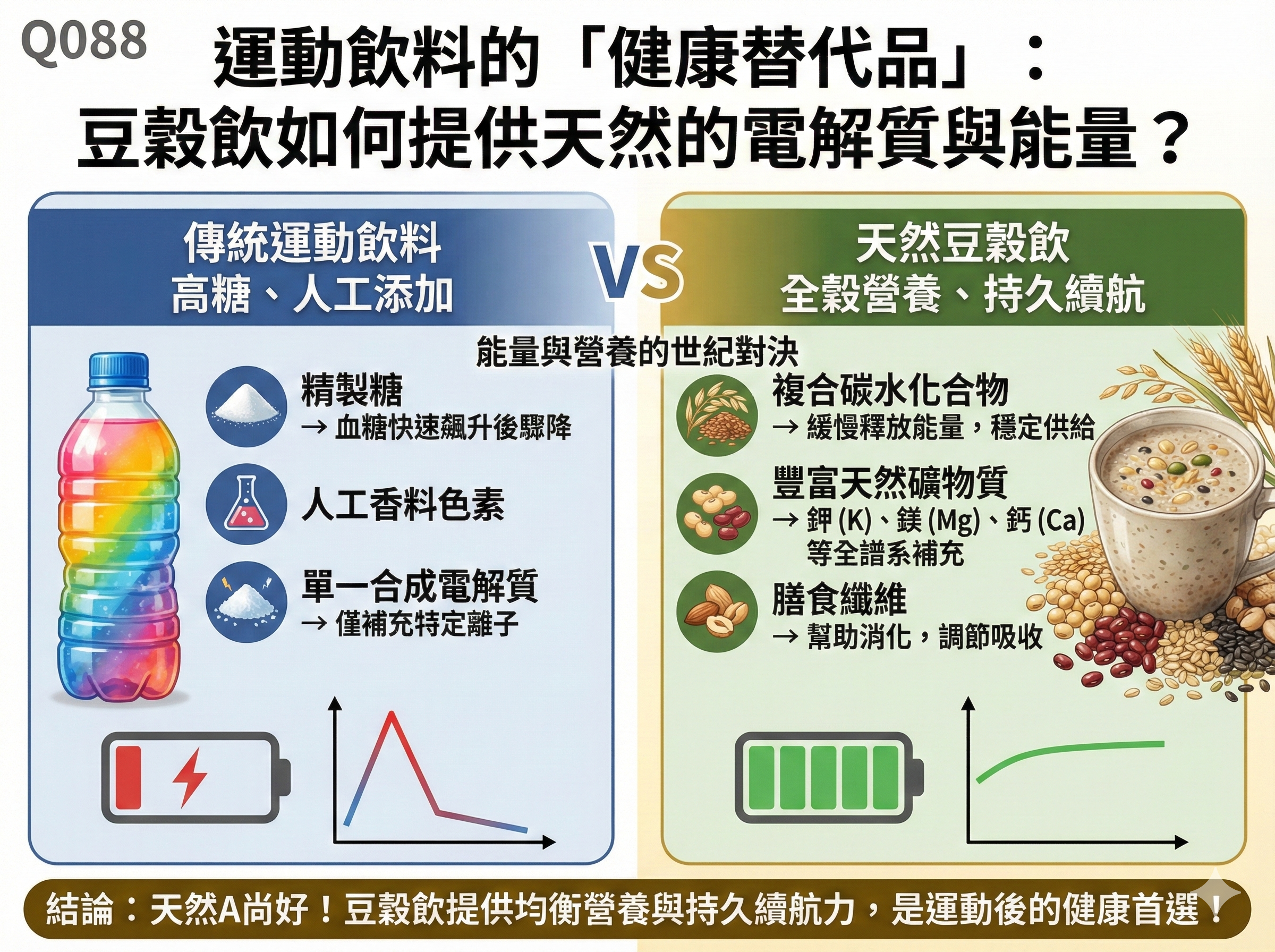 Q088 運動飲料的「健康替代品」： 豆穀飲如何提供天然的電解質與能量？