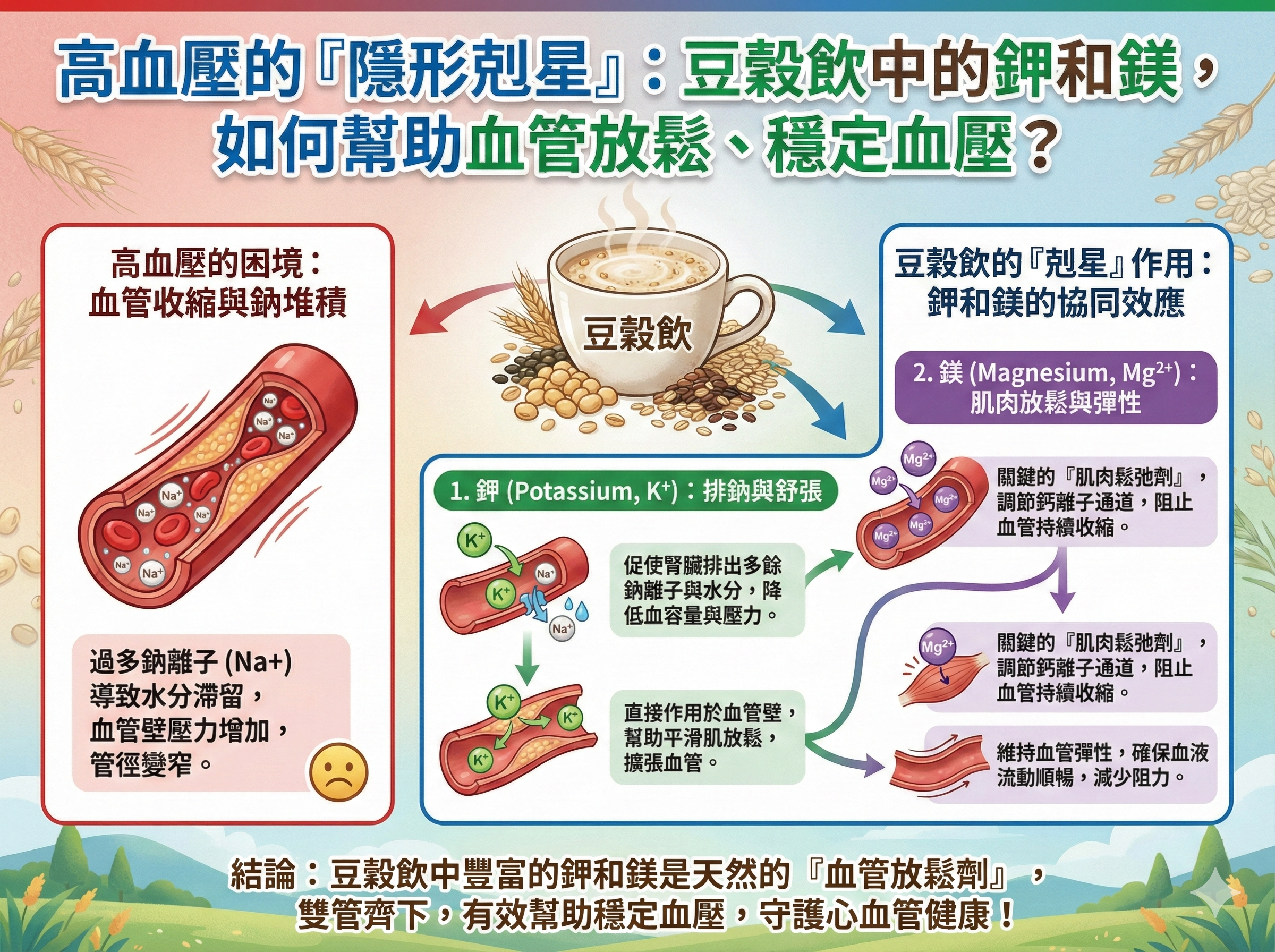 Q024 高血壓的「隱形剋星」： 豆穀飲中的鉀和鎂，如何幫助血管放鬆、穩定血壓？