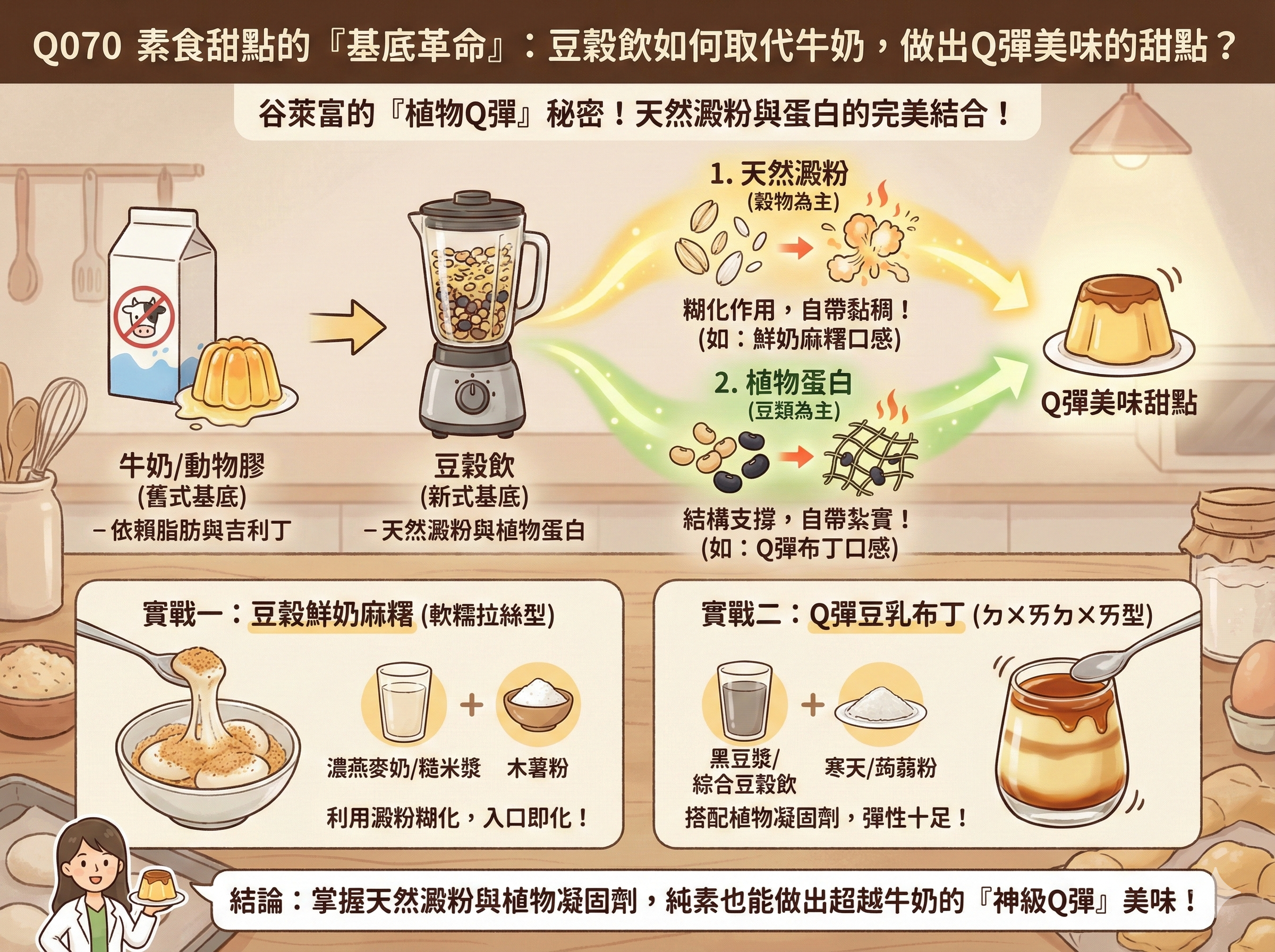 Q070 素食甜點的「基底革命」： 豆穀飲如何取代牛奶，做出Q彈美味的甜點？