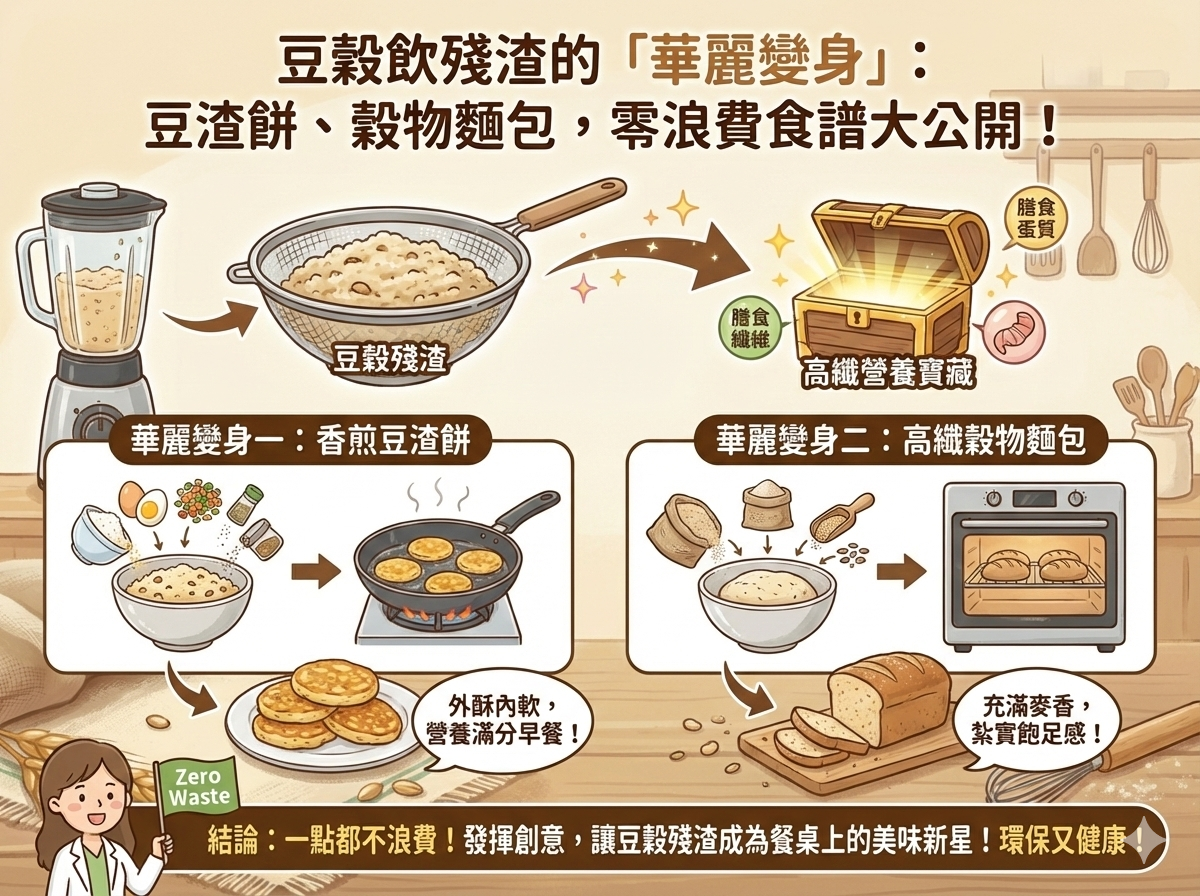 Q064 豆穀飲殘渣的「華麗變身」： 豆渣餅、穀物麵包，零浪費食譜大公開！