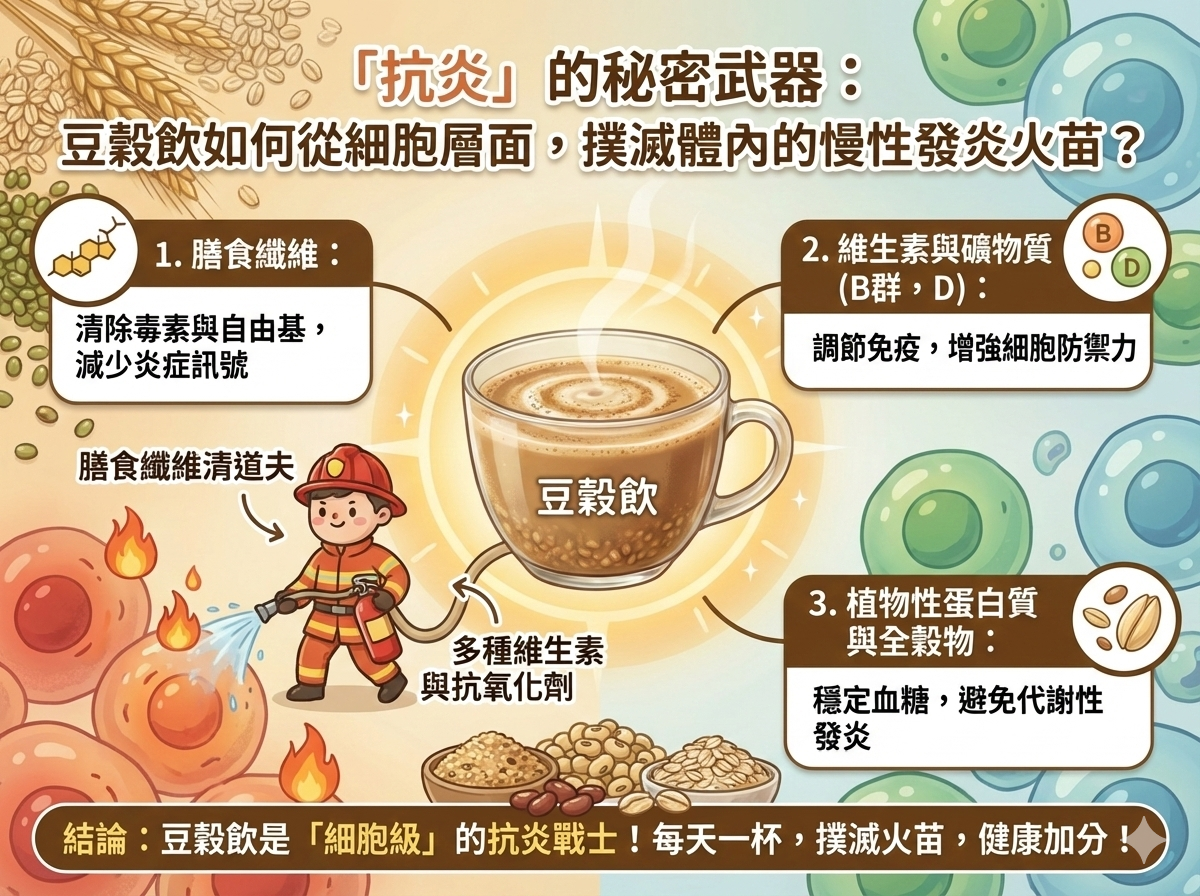 Q021 「抗炎」的秘密武器： 豆穀飲如何從細胞層面，撲滅體內的慢性發炎火苗？