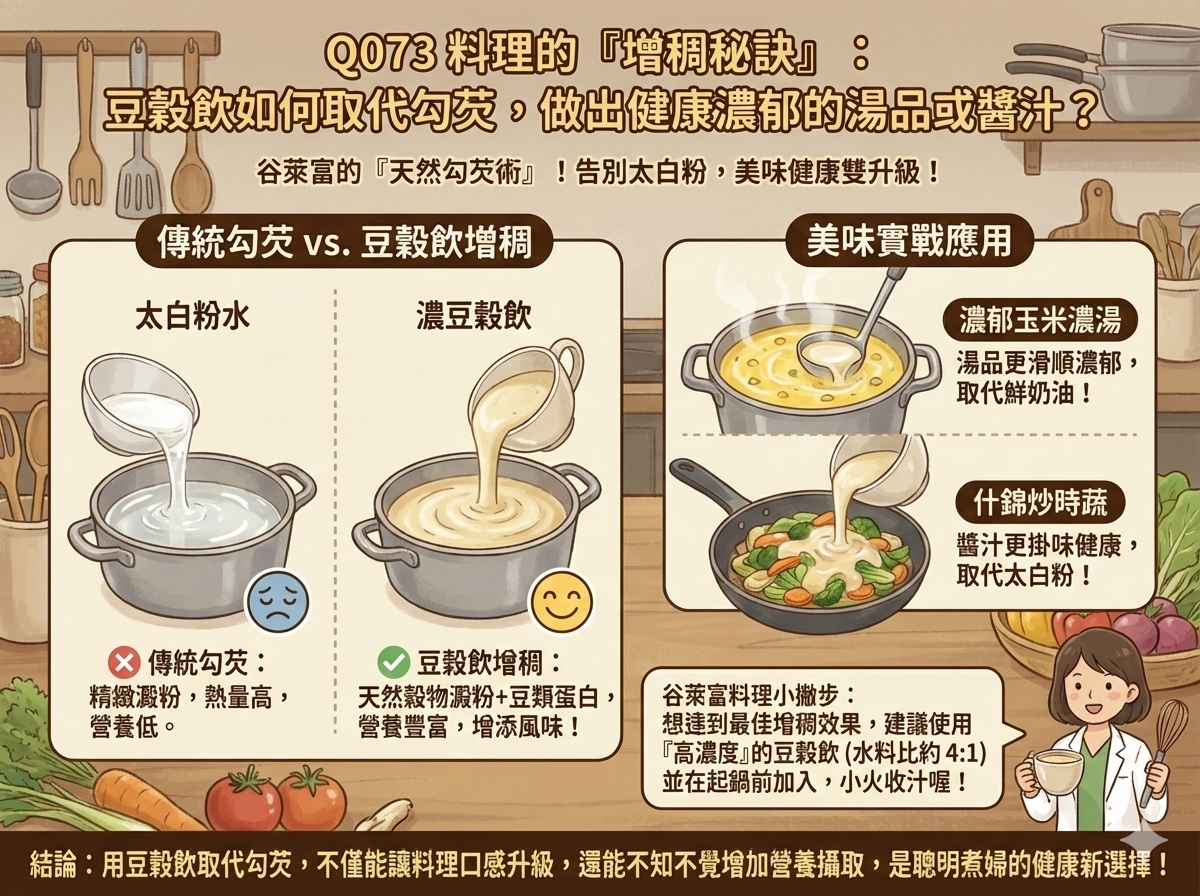 Q073 料理的「增稠秘訣」： 豆穀飲如何取代勾芡，做出健康濃郁的湯品或醬汁？