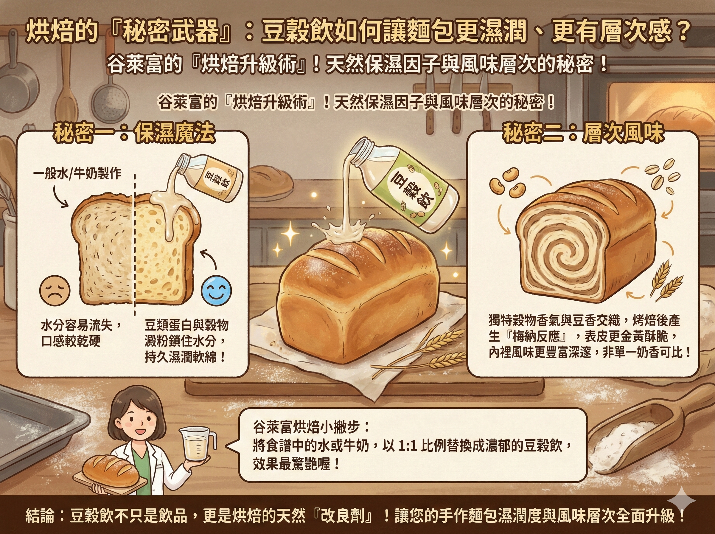 Q071 烘焙的「秘密武器」： 豆穀飲如何讓麵包更濕潤、更有層次感？