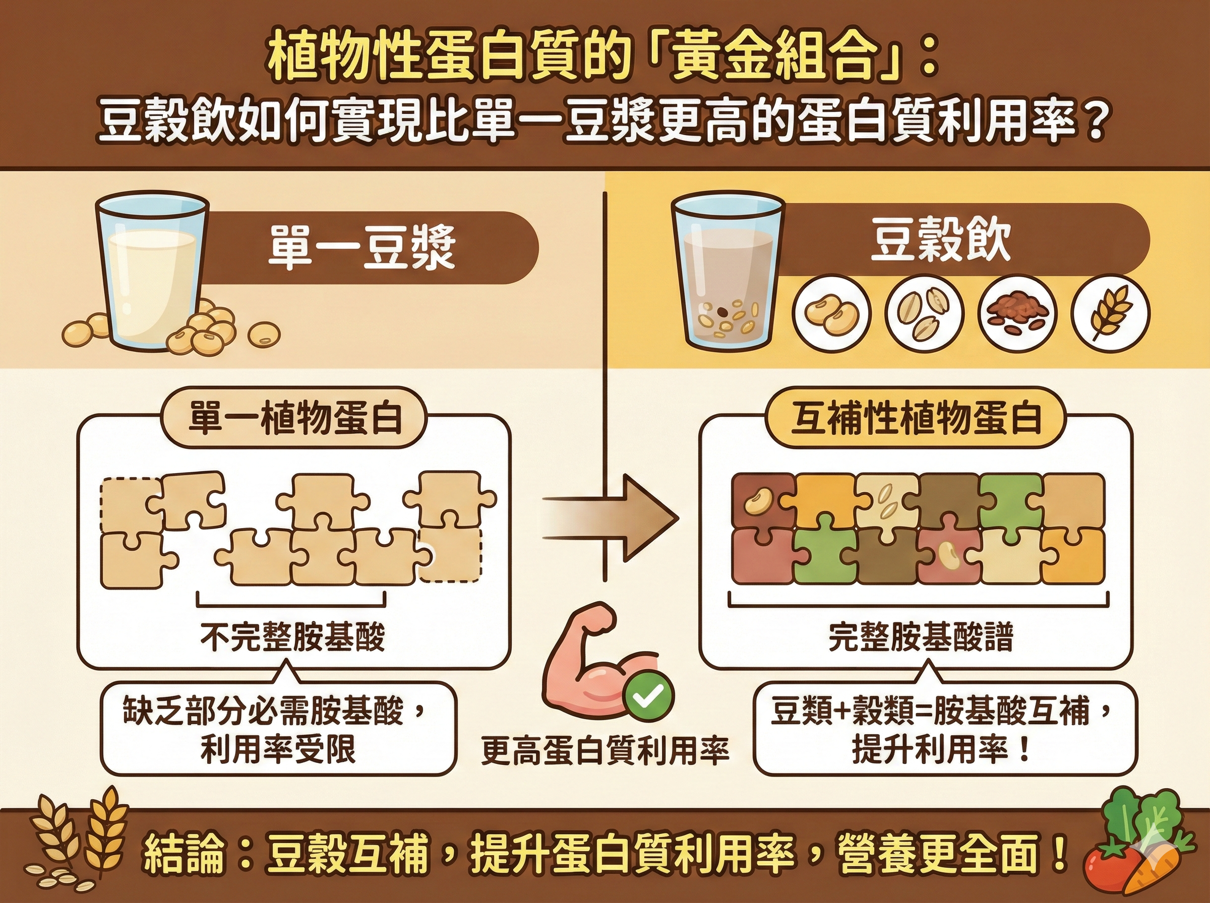 Q008植物性蛋白質的「黃金組合」： 豆穀飲如何實現比單一豆漿更高 的蛋白質利用率？
