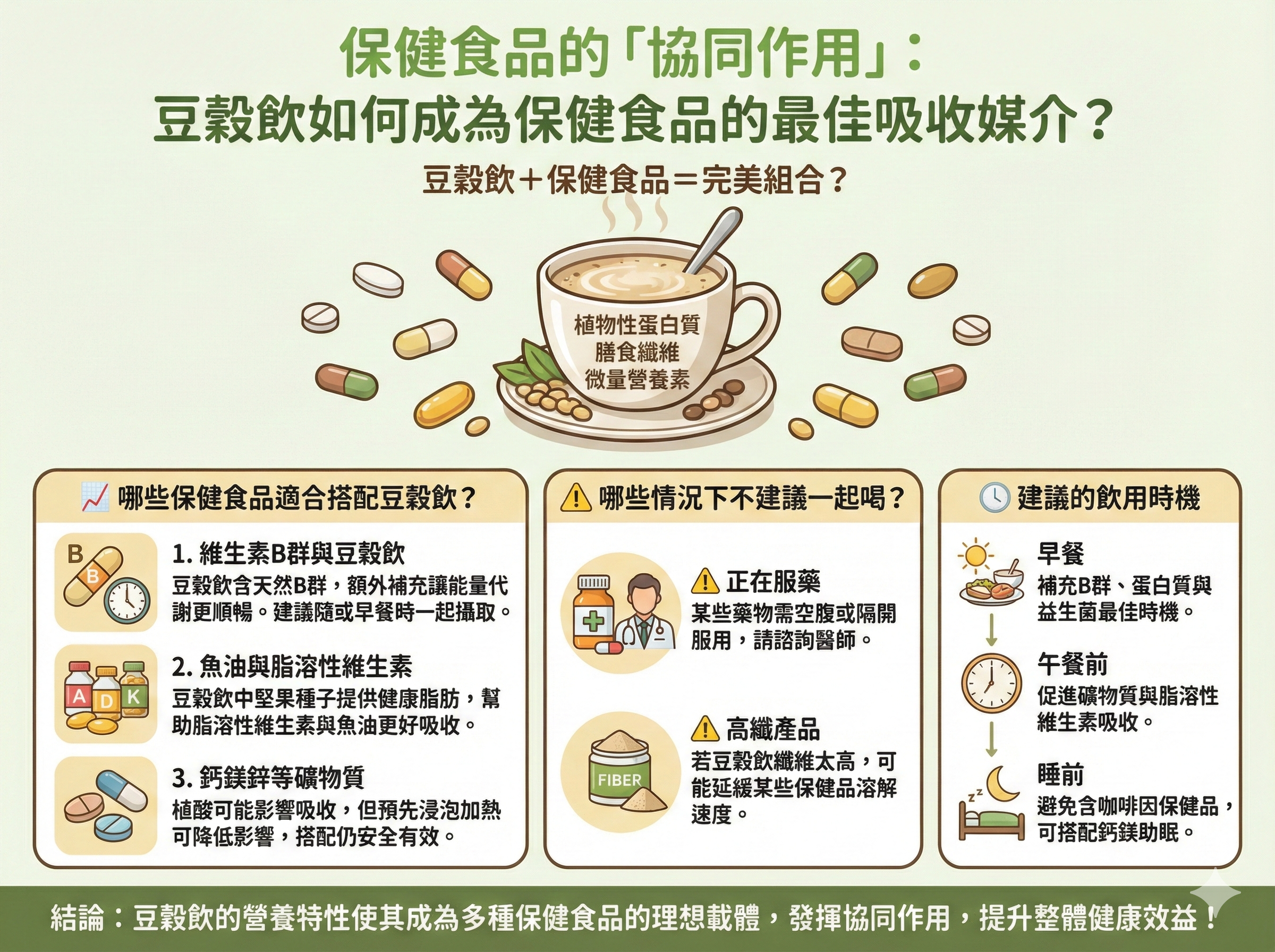 Q093 保健食品的「協同作用」： 豆穀飲如何成為保健食品的最佳吸收媒介？