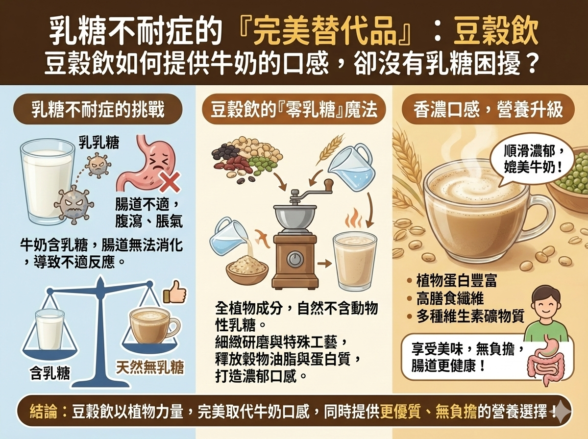Q054 乳糖不耐症的「完美替代品」： 豆穀飲如何提供牛奶的口感，卻沒有乳糖困擾？